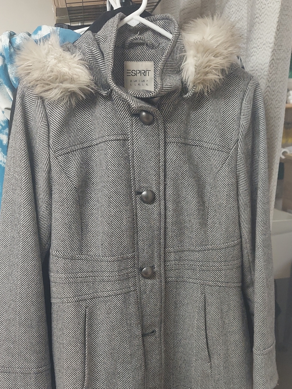 Espirit Herringbone Wool Blend Coat